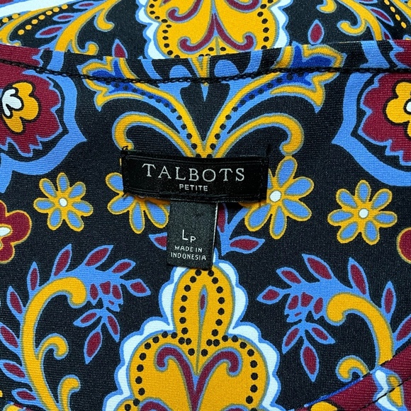 TALBOTS Paisley Print 3/4 Sleeve Jersey Knit Sheath Dress Popover Style Sz LP - Picture 5 of 12